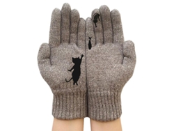2026-guantes De Invierno Para Mujer Lindos Con Diseño De Gato Y Pez De Dedos Completos