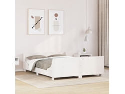 Estructura De Cama Sin Colchón Madera De Pino Blanca 120x200 Cm