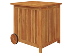 Caja de almacenamiento de jardín con ruedas, madera maciza de acacia, MAISON EXCLUSIVE (60 x 50 x 58 cm)