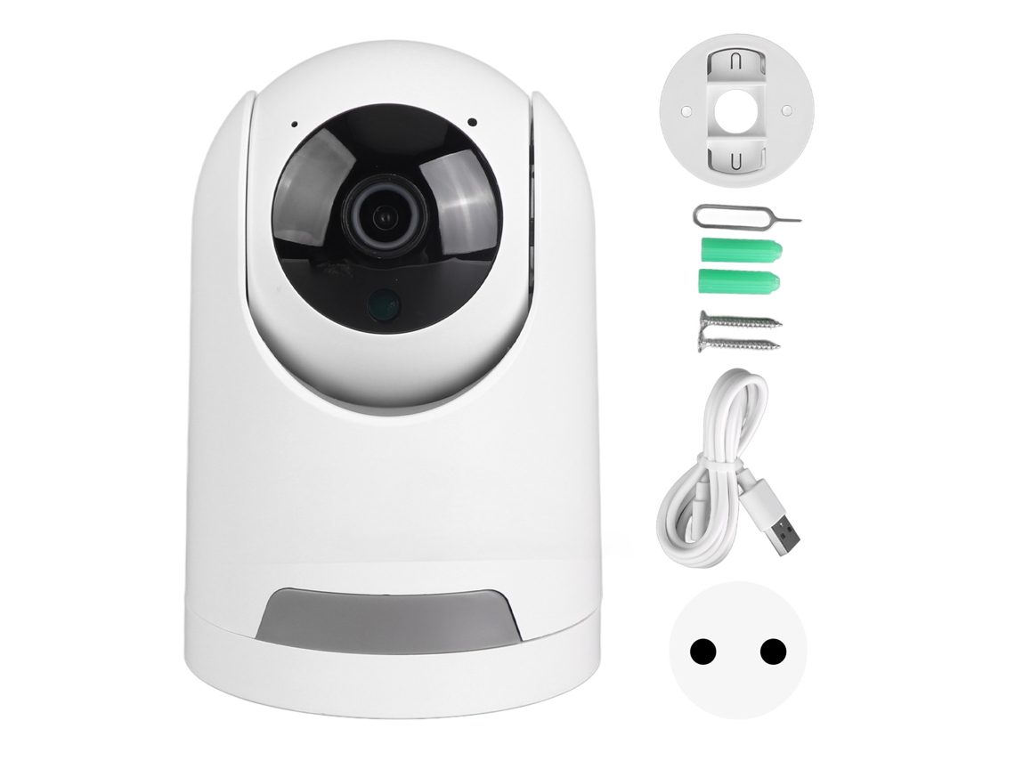 Cámara De Seguridad Inalámbrica De 2 Mp Con Visión Nocturna A Color, Wifi, Detección De Movimiento Y Alarma, Enchufe Europeo.
