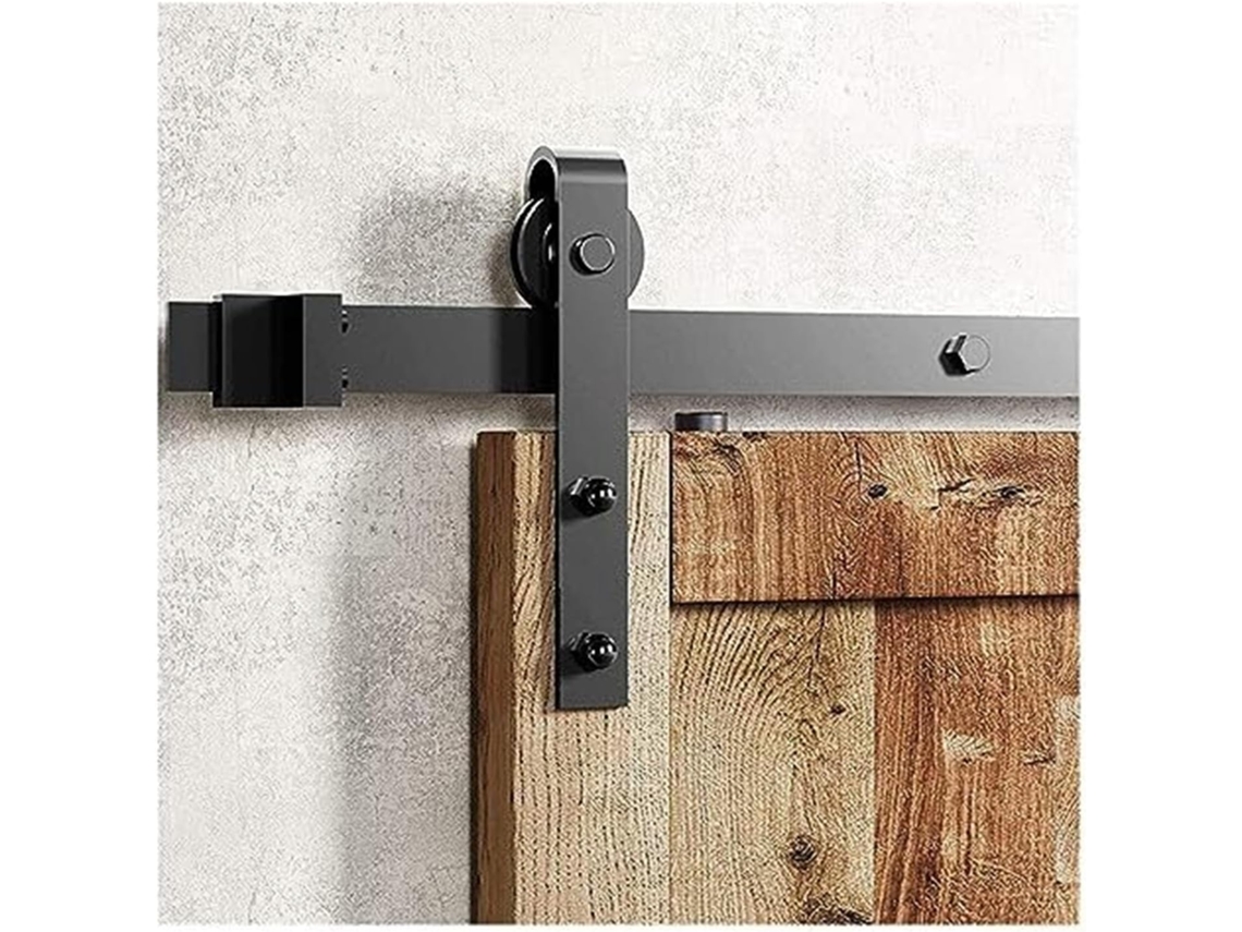 Kit De Herrajes Para Puerta Corrediza De Granero De Alta Resistencia, Riel Simple En Forma De J, Negro 7