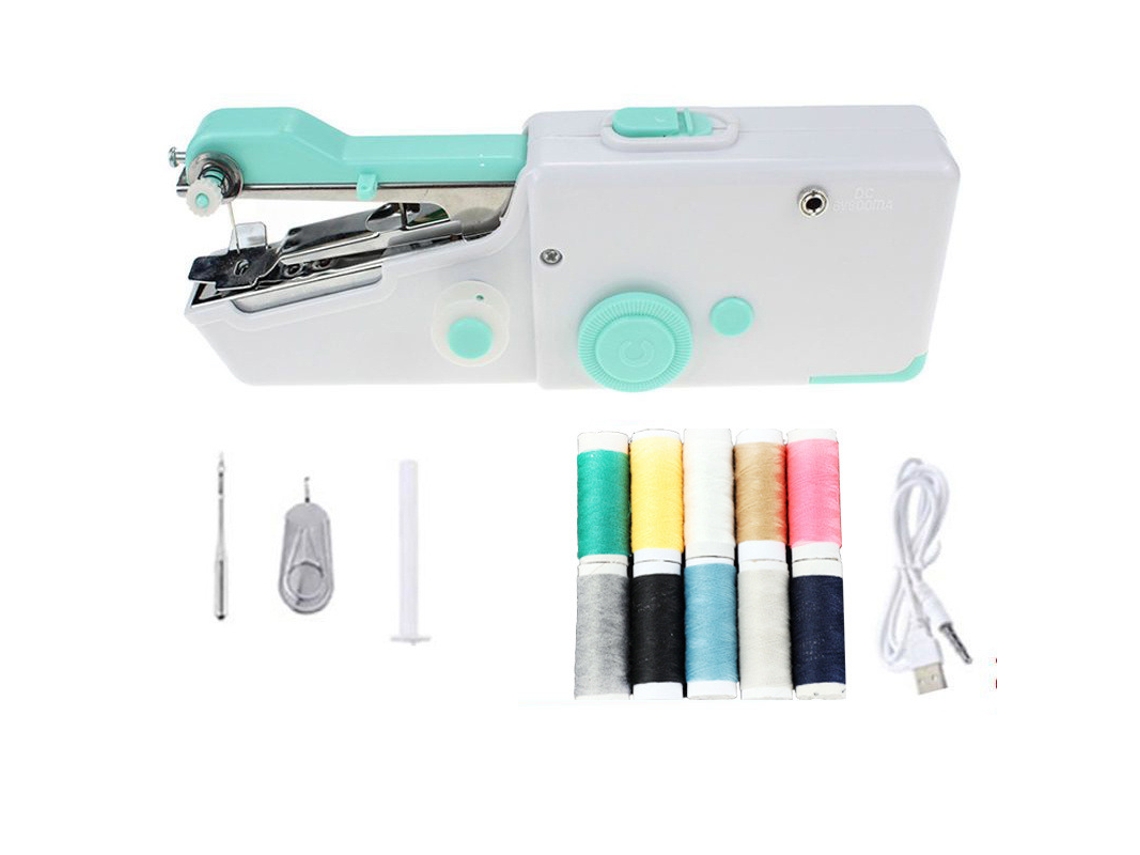 Máquina de coser portátil con herramienta para coser hilo, ideal para viajes, hogar y principiantes, color azul Cuich