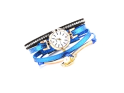 Reloj De Pulsera De Moda Para Mujer Con Correa De Piel Sintética Y Movimiento De Cuarzo (azul)