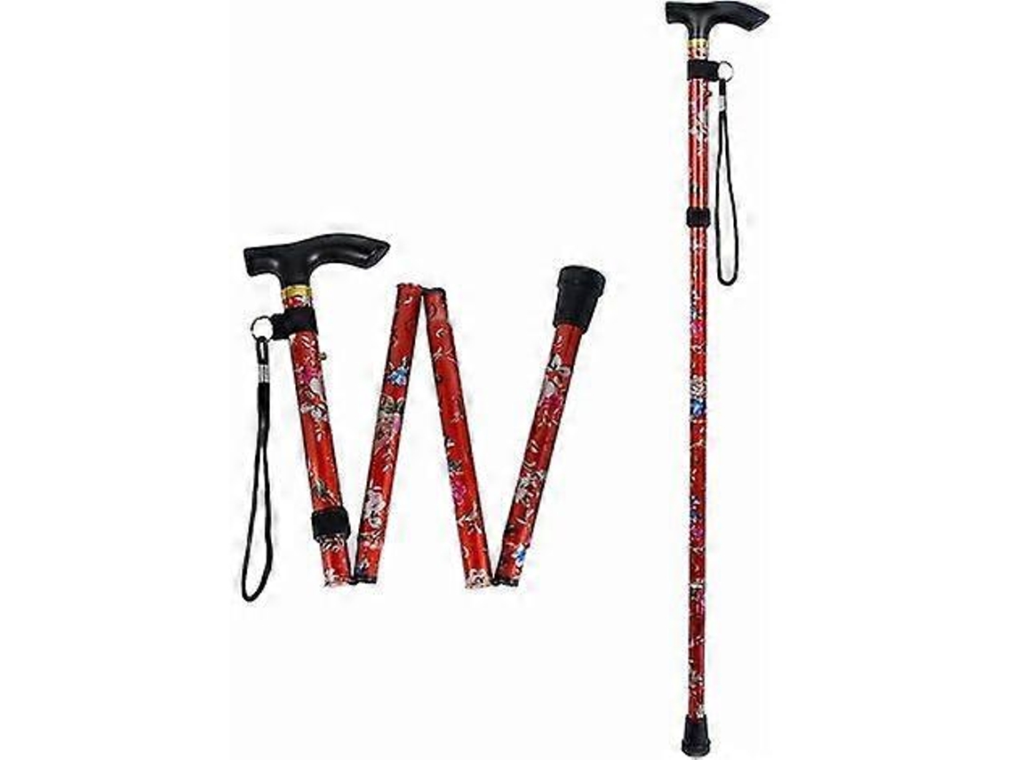Bastón plegable. Bastón ajustable de aluminio con estampado floral, ligero y portátil para viajes.