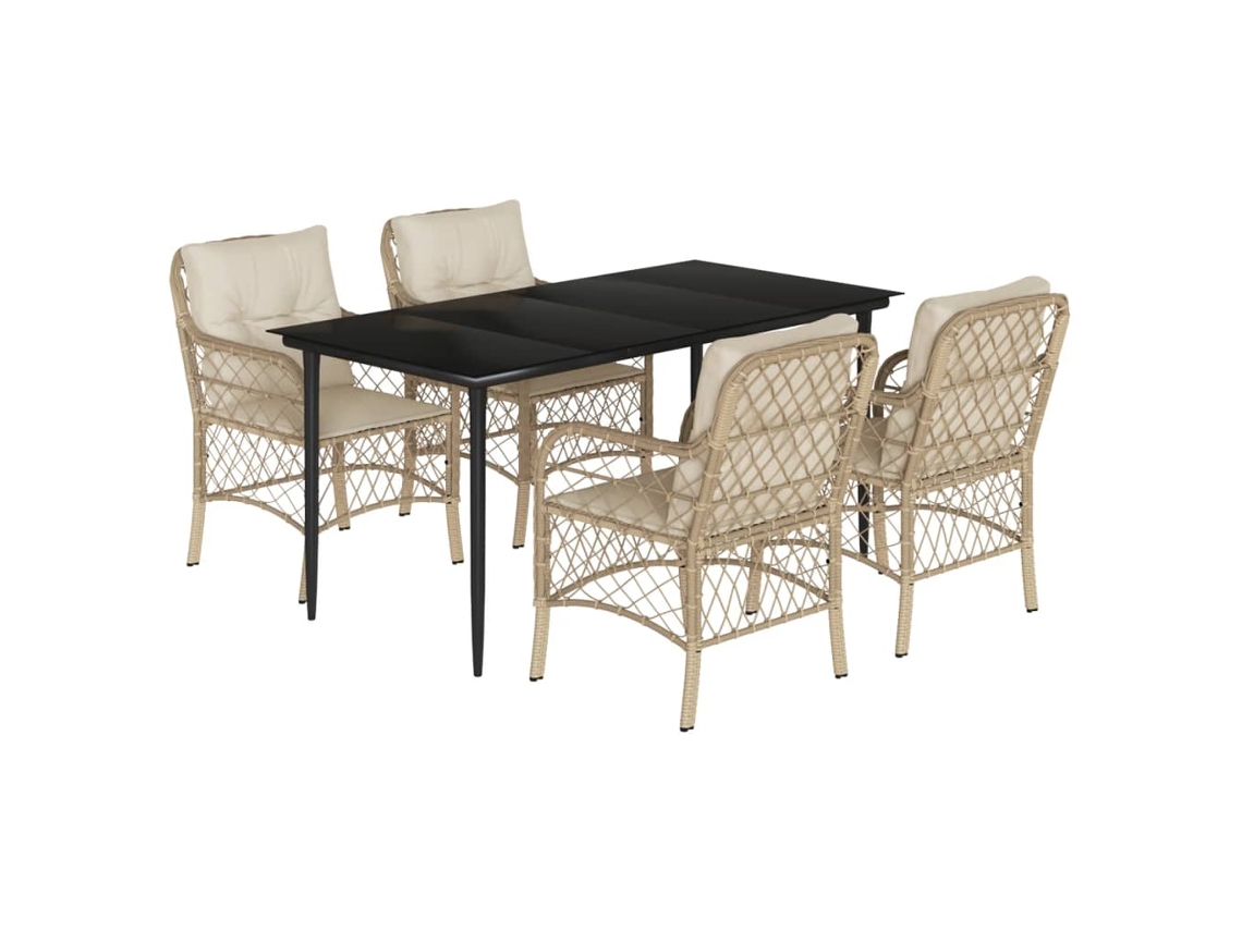 Maison Exclusive - Set Comedor De Jardín 5 Pzas Con Cojines Ratán Sintético Beige