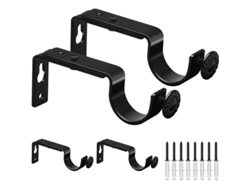 4 Soportes Ajustables De Metal Negro Para Barras De Cortina De 25-28 Mm