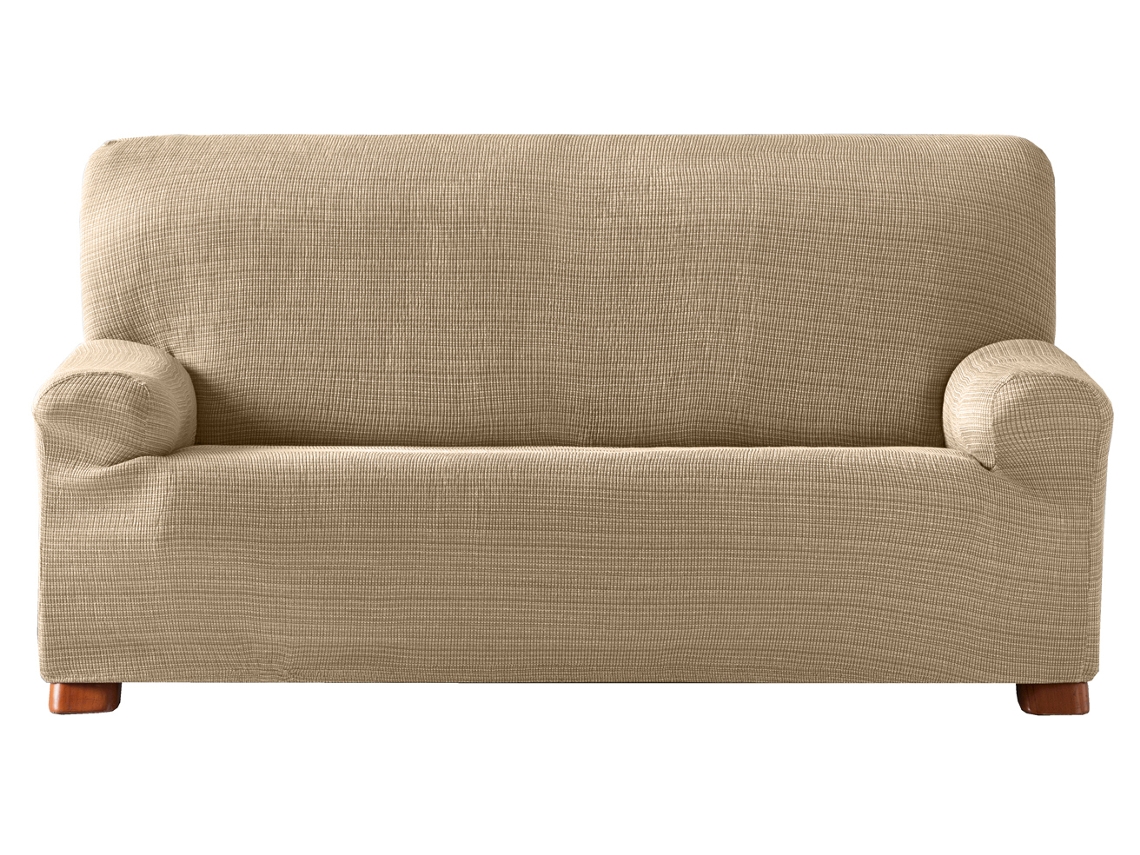 Funda de Sofá Tejido Elástico Vulcano para Sofá de 4 Plazas Beige MILICA con 2 Fundas de Cojin