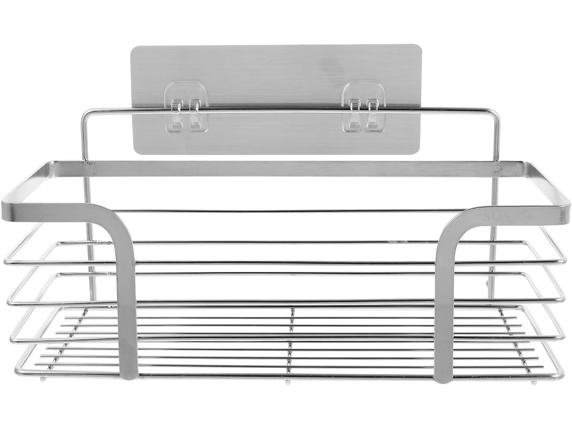 Estantería Multifuncional Con Adhesivos Que No Dejan Rastro, Acero Inoxidable Plateado.