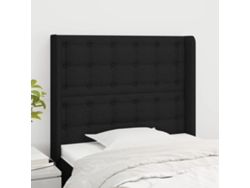 Cabecero Con Orejas De Tela Negro 103x16x118/128 Cm