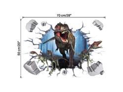 Pegatinas de pared 3D, efecto pared rota con dinosaurio para habitación infantil y sala Kofihety