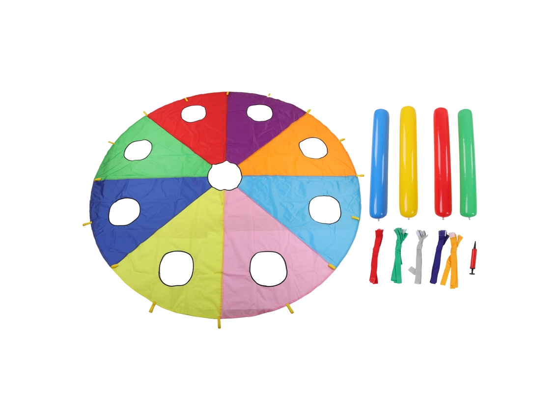 Jogo de martelo para toupeiras Bj-Outdoor para crianças com guarda-chuva de paraquedas e 4 hastes infláveis redondas