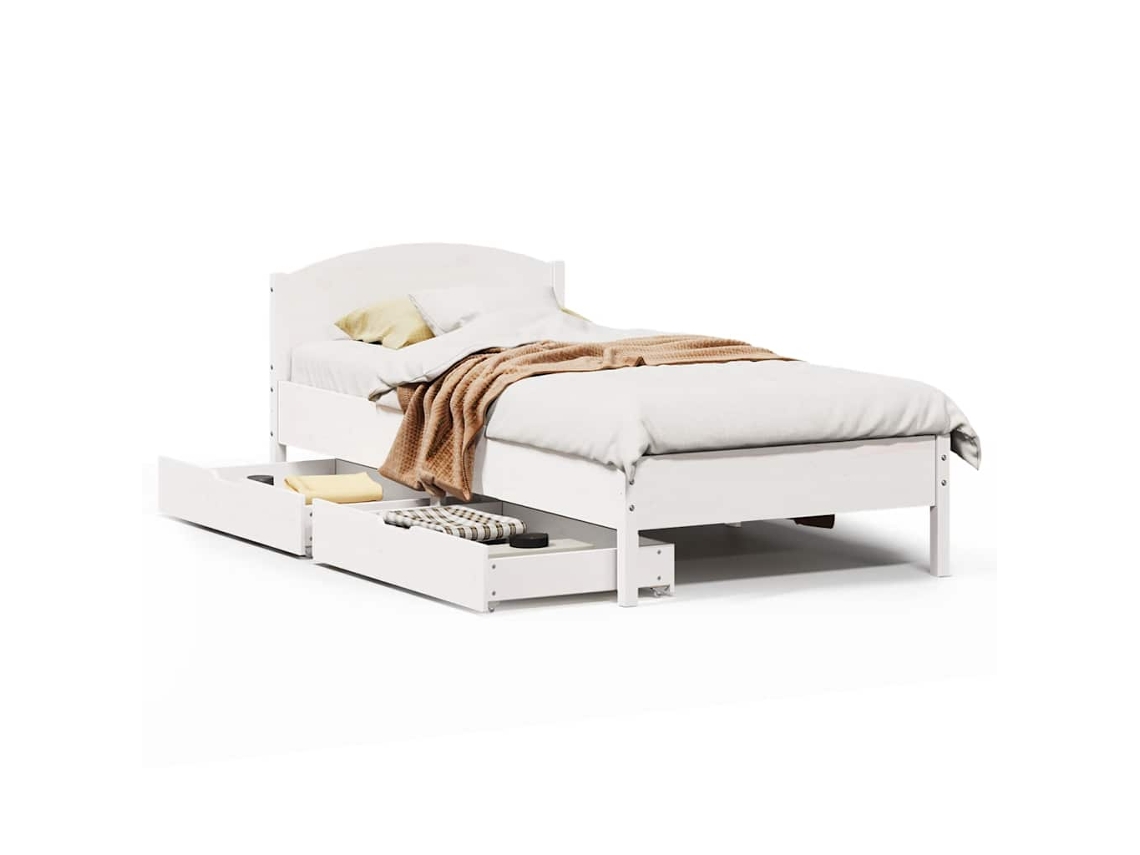 Maison Exclusive - Estructura De Cama Sin Colchón Madera Maciza Blanca 75x190 Cm