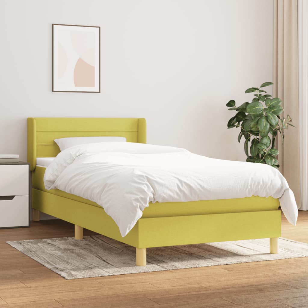 Cama Box Spring VIDAXL con Colchón (Verde - Tela - Compatible con Colchón: 90x190 cm)