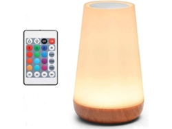 Lámpara de noche LED con control táctil y remoto, 13 colores cambiantes, 5 niveles de brillo ajustables (blanco)