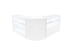 Mostrador comercial MonsterShop Hera, blanco, K1200C1200CM60, MDF y vidrio templado