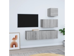 Pack Muebles de Armario Tv 4 Pzs Madera Procesada Sonoma Gris
