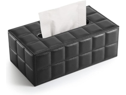 Caja de pañuelos cosméticos de cuero negro ZYBLSSBB