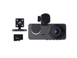 Cámara de grabación para coche HD 1080p, 3 lentes, DVR inalámbrico, frontal, trasera, para interiores.