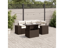 Conjunto de sofá de jardín de 5 piezas con cojines de mimbre marrón de DKD Home Decor