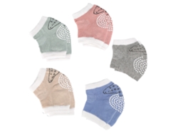 5 pares de rodilleras de algodón para bebés, protectores antideslizantes para piernas de gateo, rodilleras de seguridad, versión curvada para bebés de rodilleras