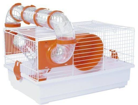 Jaula para Hamsters VOLTREGA 915 (Blanco y Naranja - 50,5x47x28 cm - Plástico y Metal)