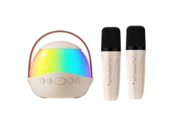 Altavoz Bluetooth Con Dos Micrófonos Inalámbricos Para Karaoke En Exteriores - Color Blanco Roto