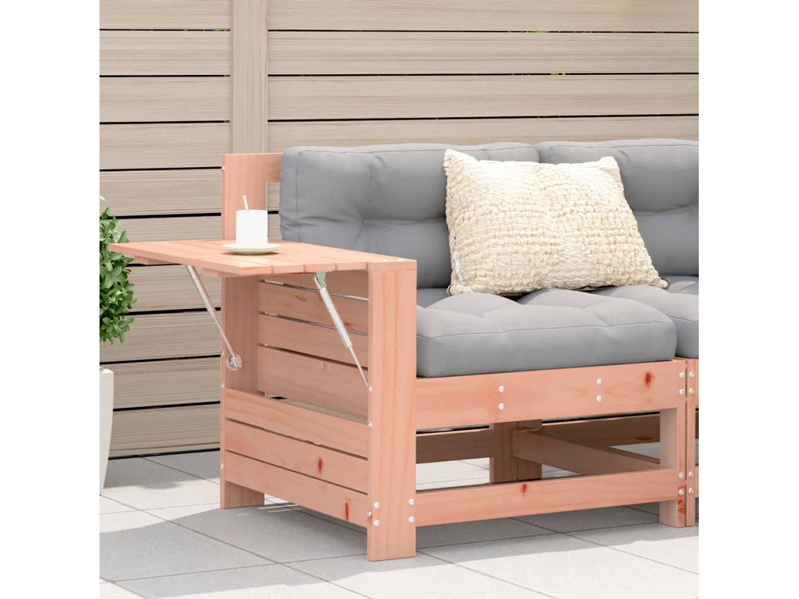 Sofá De Jardín | Sofá De Exterior Con Reposabrazo Mesa Auxiliar Madera Douglas Wsd595718