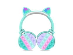 Auriculares Inalámbricos Bubble (verdes), Con Orejas De Gato, Estéreo Y Linterna.