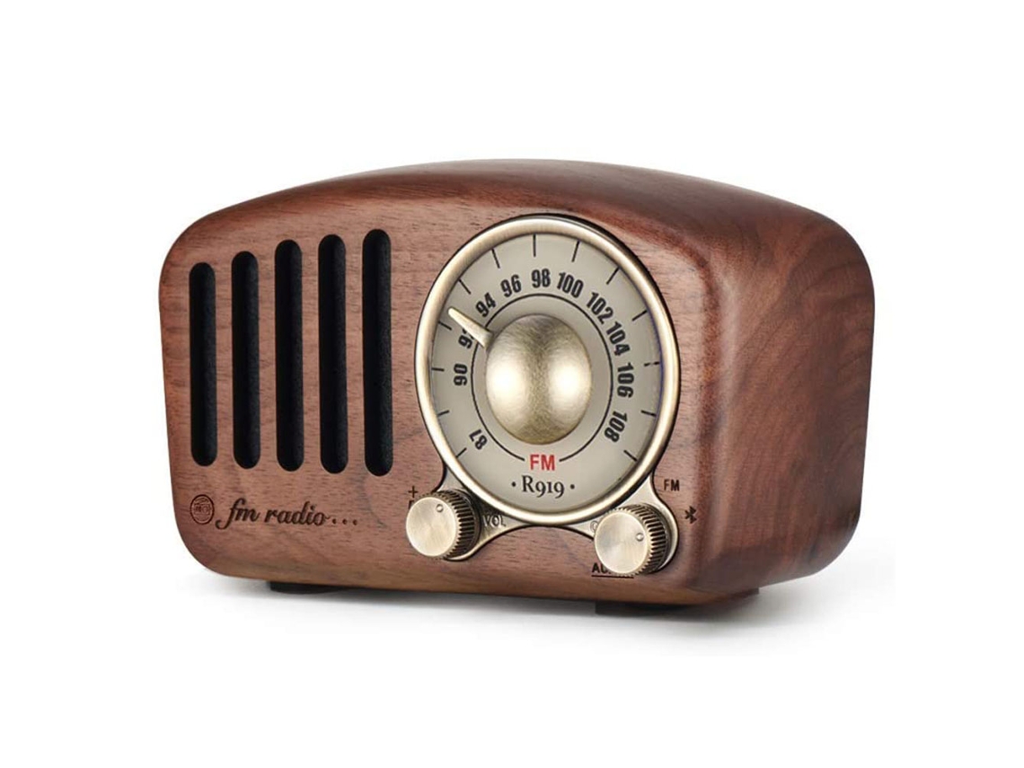Radio Bluetooth retro de estilo clásico, refuerzo de graves, volumen alto, conexión inalámbrica Bluetooth 5.0, radio FM de madera