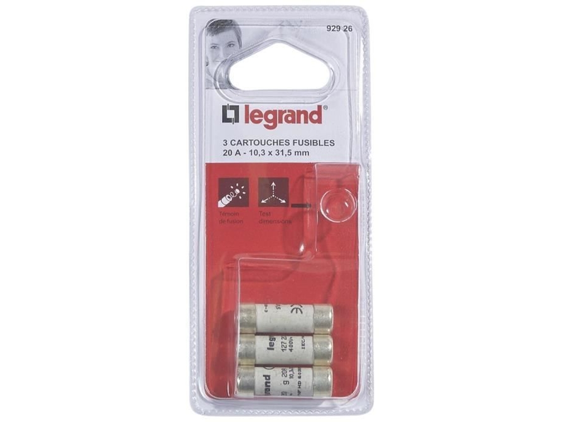 Conjunto De 3 Fusíveis Con Luz Indicadora 20 A 10,3x31,5 Mm Legrand