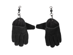 Guantes de barbacoa de cuero resistentes al calor y antiescaldaduras, color negro
