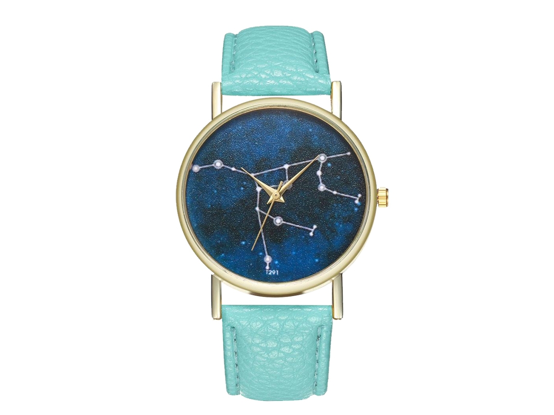 Reloj De Cuarzo Unisex Con Correa De Cuero Pu, Dial De Universo, Zhoulianfa (menta)