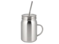 Vaso de agua de acero inoxidable de 700 ml con asa para uso doméstico y exterior.