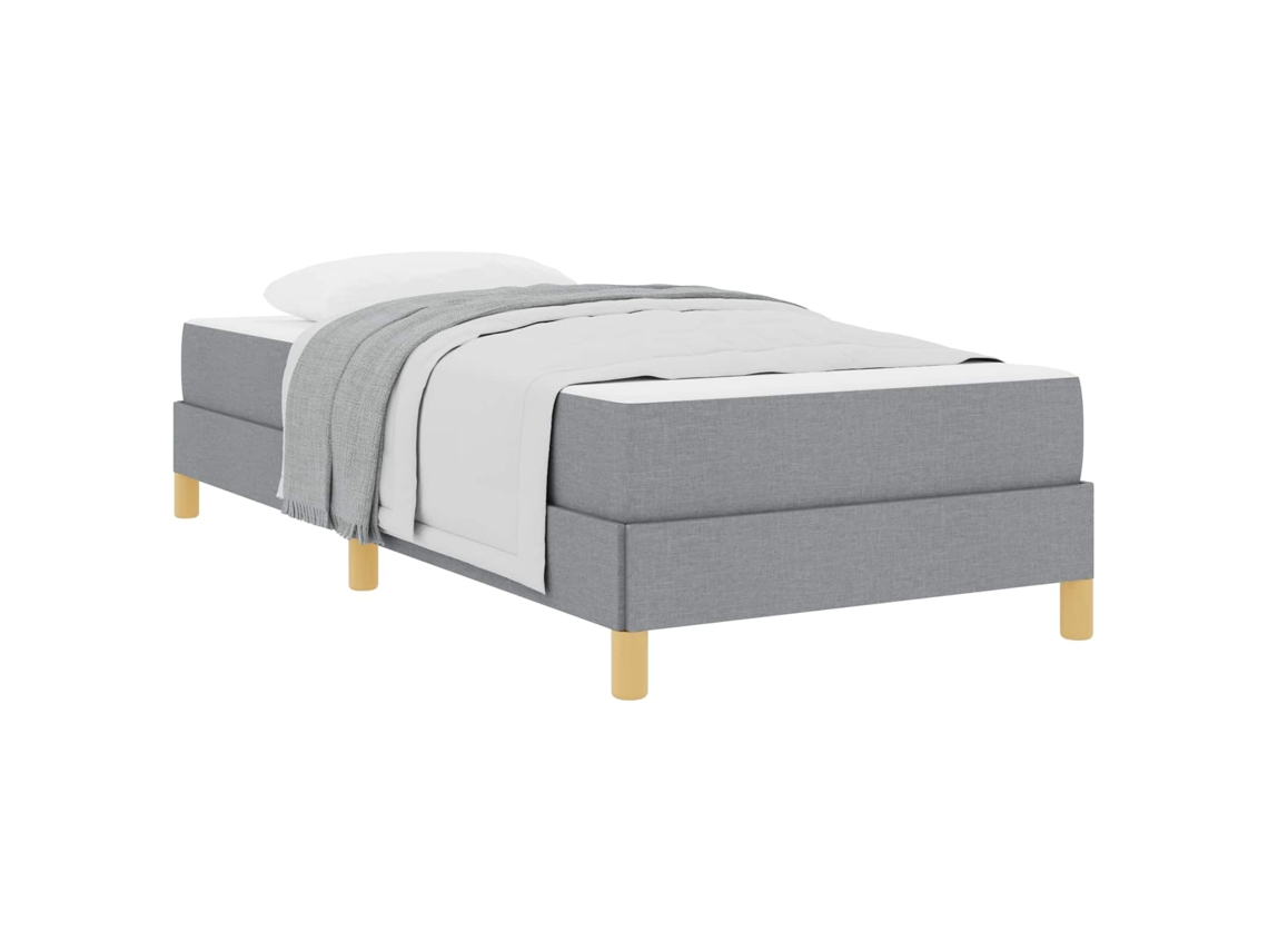 Cama Individual | Cama Tipo Box Spring Con Colchón Gris Claro 80 X 200 Cm Tela