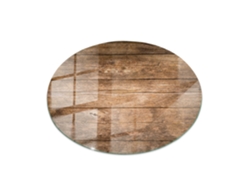 Espejo redondo de sobremesa (70 cm - Estructura de tablones de madera - Marrón)