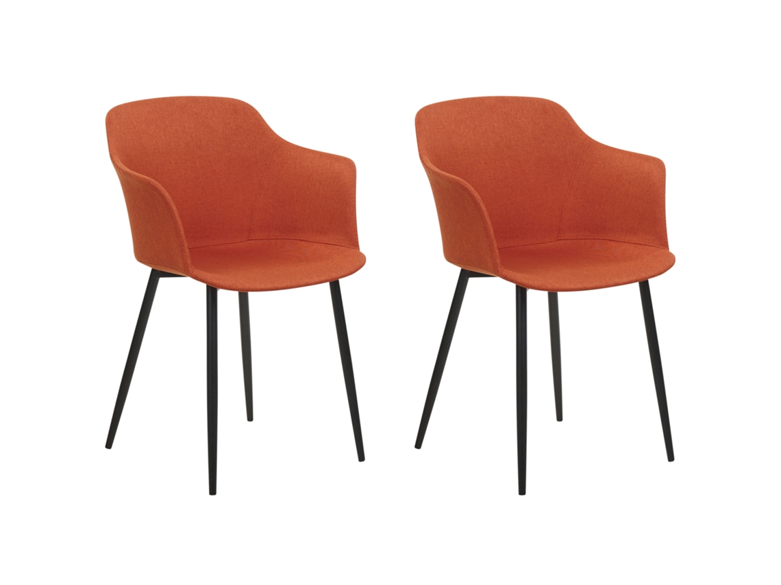 Conjunto de cadeiras de jantar de estilo retro BELIANI Elim de Poliéster Laranja 59x45x82