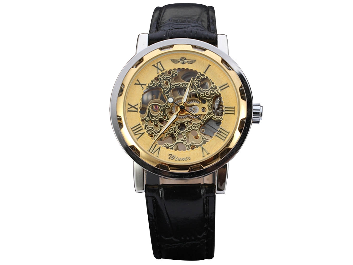 Reloj Mecánico Winner Business Premium Gold Para Hombre, Resistente Al Agua Hasta 30 M.