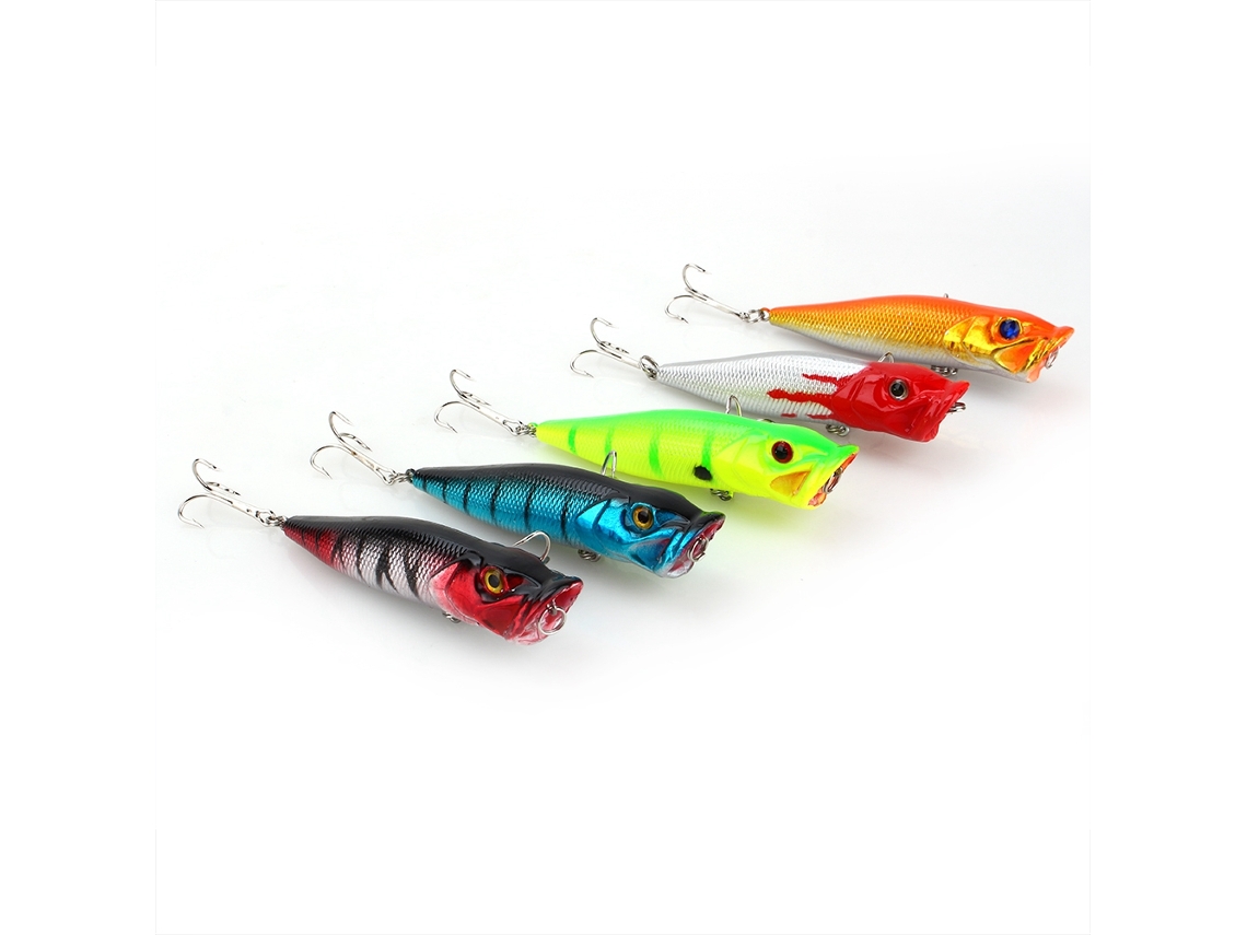 5 señuelos de pesca tipo popper para la lubina