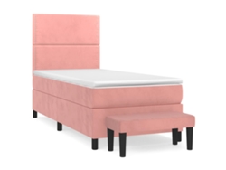 Maison Exclusive - Cama Box Spring Con Colchón Terciopelo Rosa 90x200 Cm