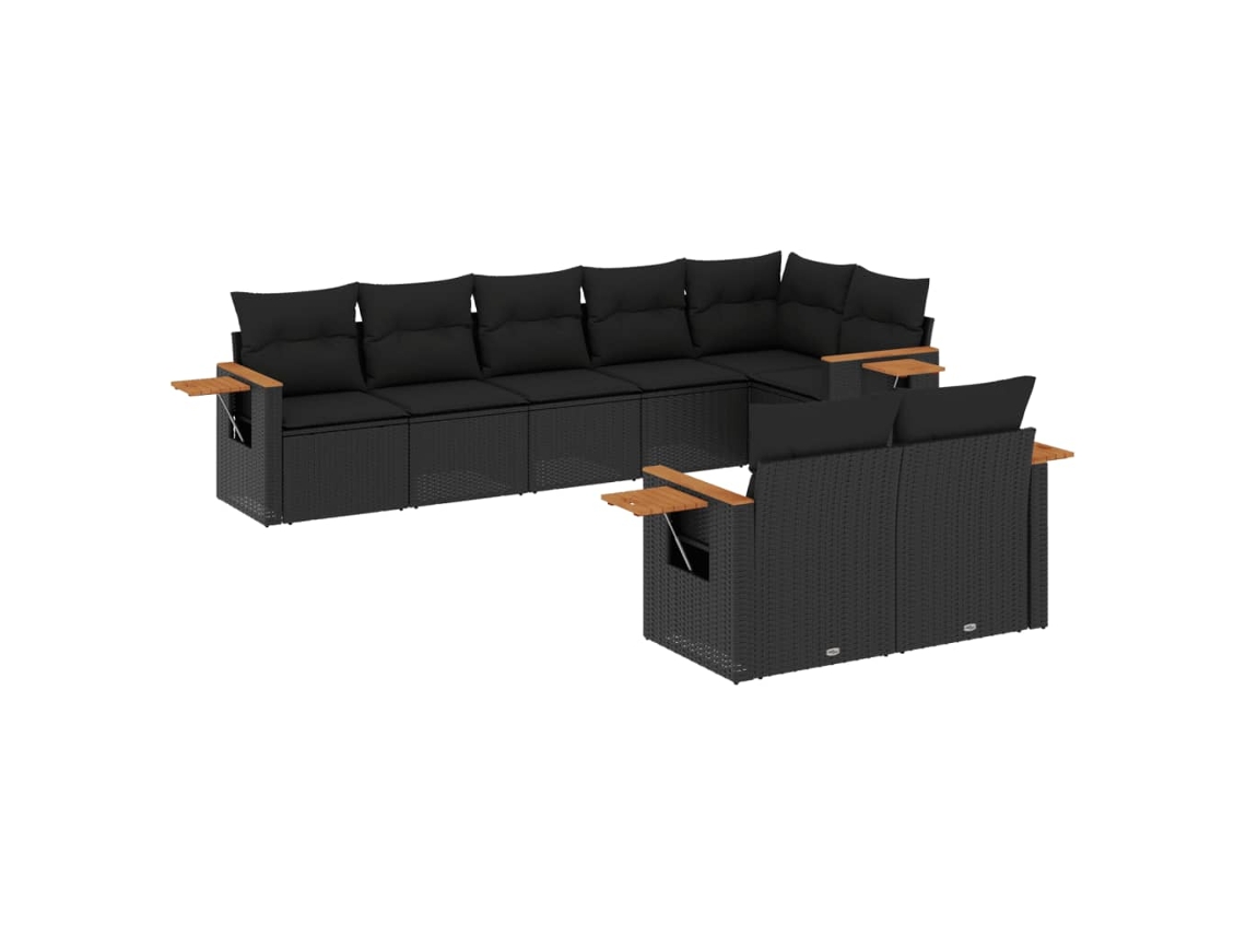 Maison Exclusive - Set De Sofás De Jardín 8 Piezas Y Cojines Ratán Sintético Negro