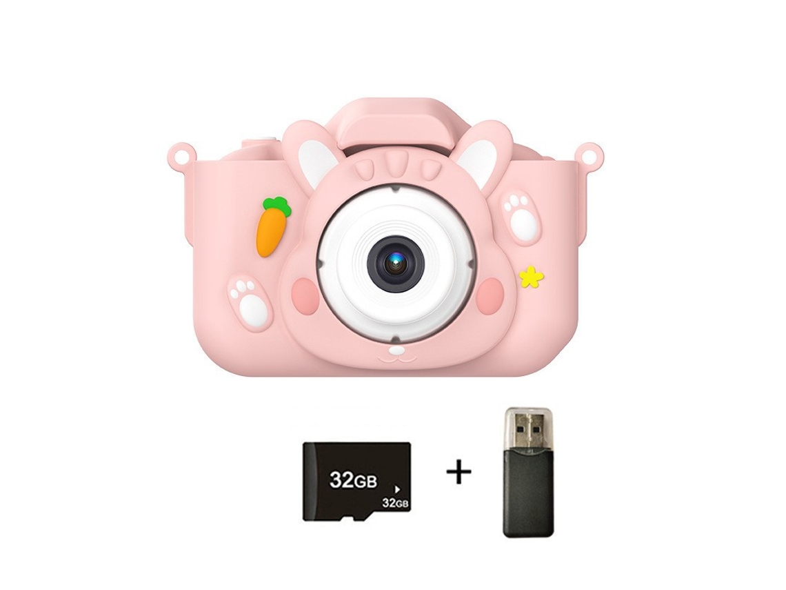 Cámara infantil Digitallab Mini Rabbit de 4800 W, pantalla IPS de 2,0 pulgadas, cámara dual, 32 g, color rosa