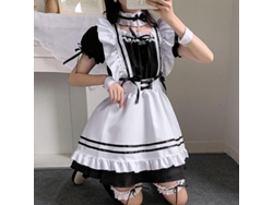 Rebe-traje De Maida Lolita Preto Fofo Para Meninas E Mulheres Cosplay Uniforme Animado Japonés M
