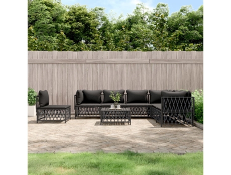 Conjunto 8 de muebles de jardín VIDAXL con cojines acero antracita