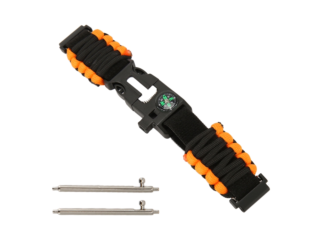 Pulsera De Paracord 6 En 1 Con Brújula, Silbato Y Encendedor Para Huami Samsung De 22 Mm
