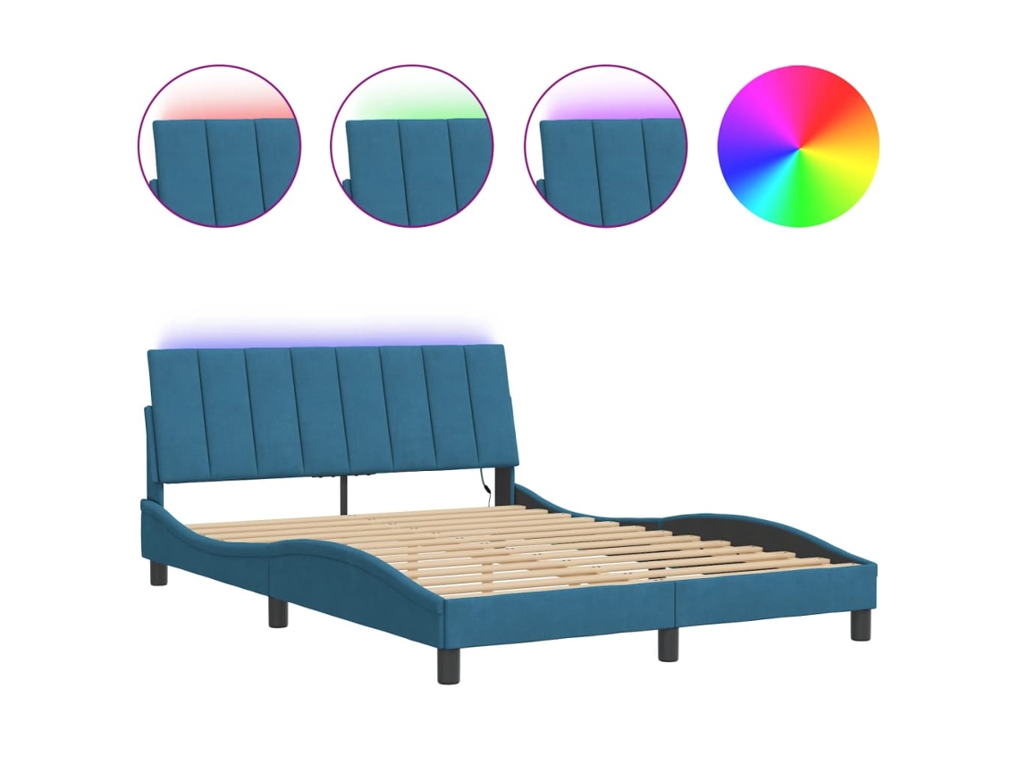 Maison Exclusive - Estructura De Cama Con Led Sin Colchón Hanko Terciopelo Azul 120x200 Cm