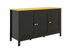 Aparador con 3 puertas y estantes ajustables, efecto madera, negro.