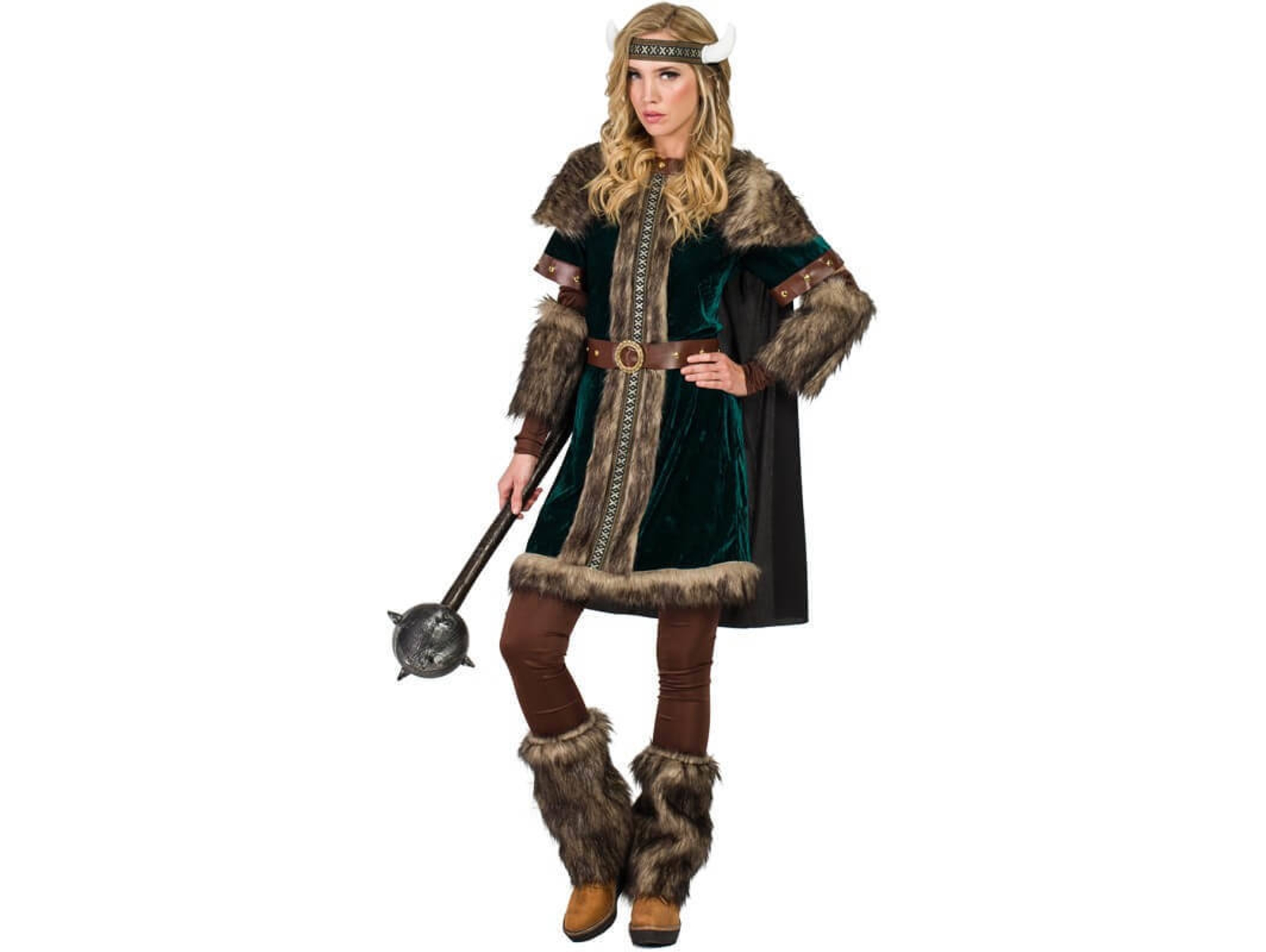 Disfraz de Mujer DISFRAZZES Vikinga Verde (Talla: XL)