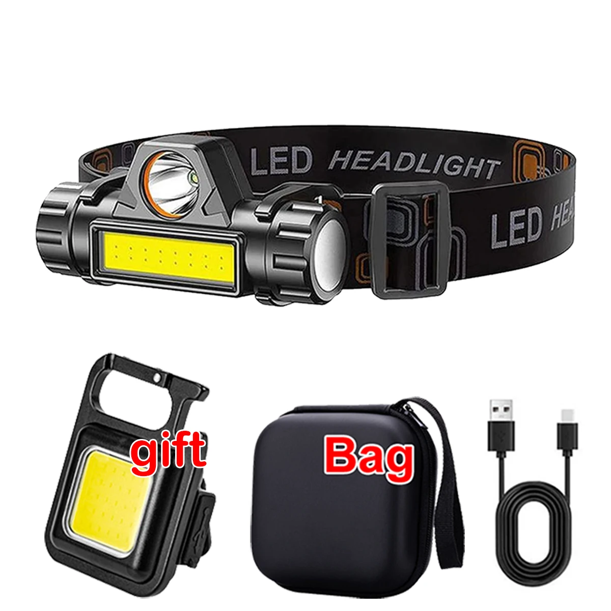 Linternas frontales LED COB superbrillantes, magnéticas, impermeables y recargables para pesca y actividades al aire libre. Aeuzwr