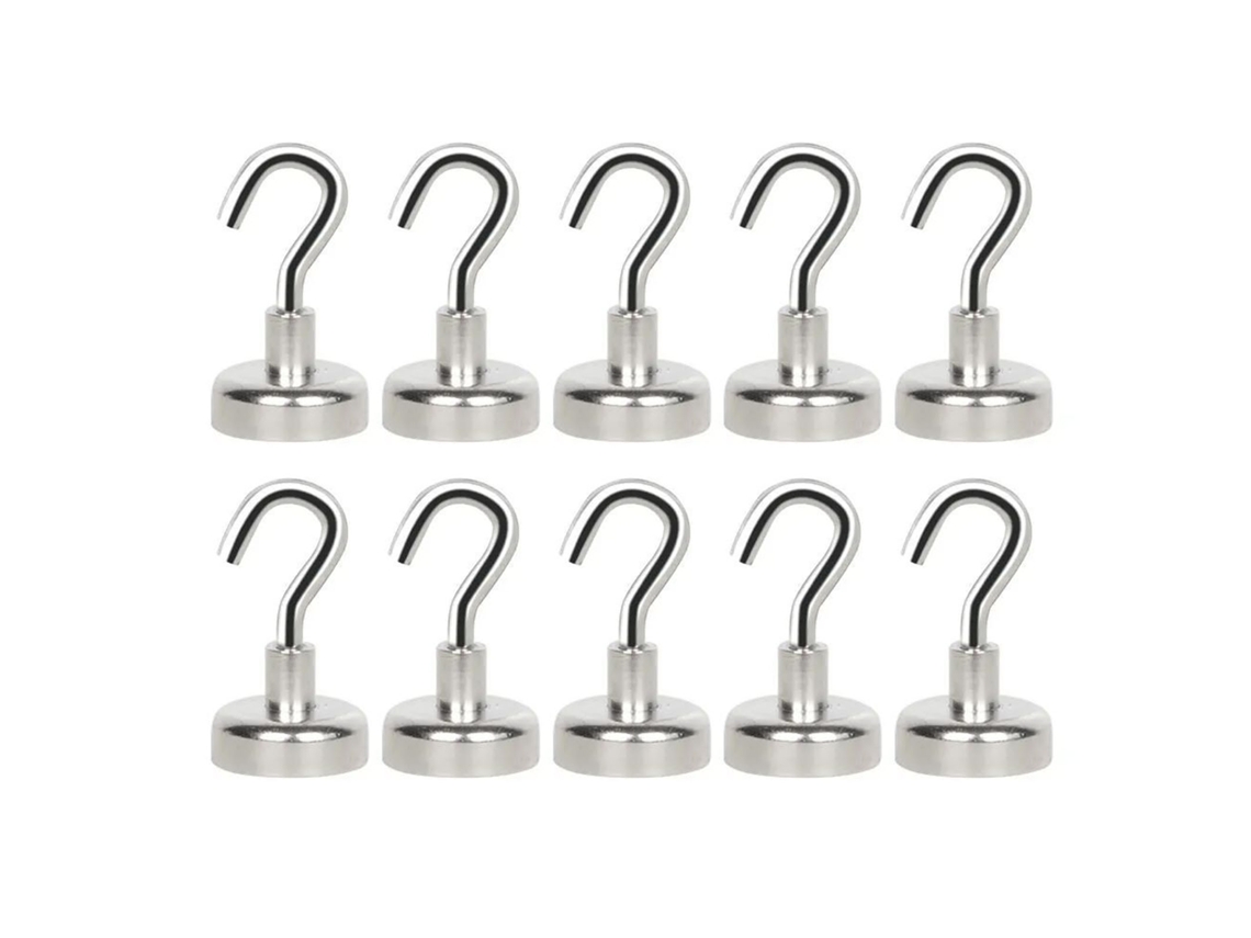 10 Ganchos Magnéticos Resistentes De Acero Inoxidable Para Refrigerador Y Gabinetes De Cocina (sin Necesidad De Perforar)