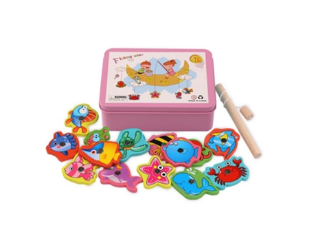 Juego de Juego de Pesca Magnético Para Niños En Caja de Hierro Eléctrico Rosado